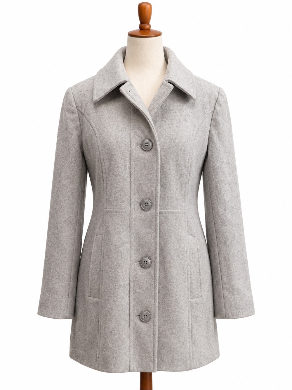London Fog wool blend pea coat beige tan button down jacket Large